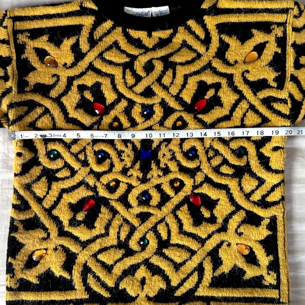 80's/90's Vintage Midnight Blues Womens‎ Embellished Small Sweater Jewel Fuzzy - Picture 10 of 12